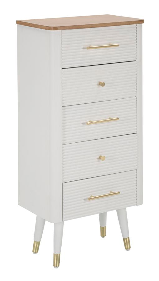 Commode Matera 45x100x32 cm en bois MDF et fer, blanc/marron acquista