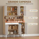 Credenza da Cucina 120x40x175 cm con Ripiani Aperti 4 Armadietti e Cassetto in Legno e Metallo Bianco e Legno      