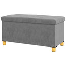 Panca Contenitore Pieghevole 76x38x38 cm Capienza da 67L Coperchio Imbottito e Rivestimento Vellutato Grigio      