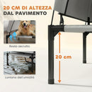 Lettino per Cani 106x76x94 cm con Copertura a 3 Lati Rimovibile in Poliestere e Acciaio Grigio Chiaro e Nero      