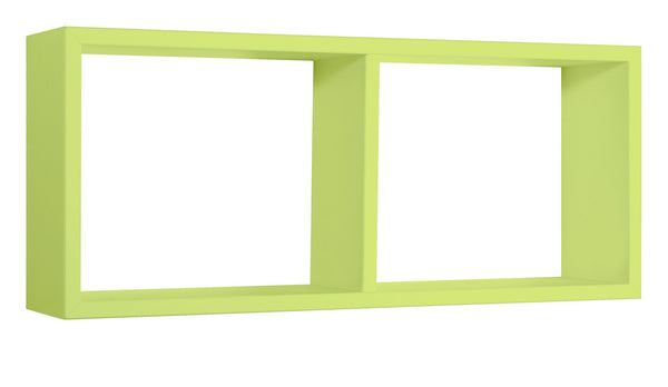Mensola Rettangolare 2 Scomparti da Parete 70x30x15,5 cm in Fibra di Legno Morgana Verde