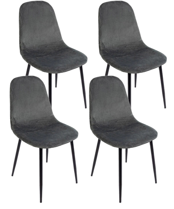 prezzo Lot de 4 chaises Irelia 52,5x42,5x90 cm en velours gris foncé