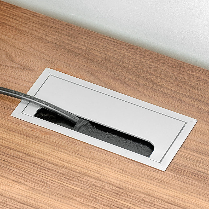 Passacavi da Tavolo Rettangolare 269 x 80 mm a Incasso Alluminio Anodizzato Opaco 5 Pezzi Emuca