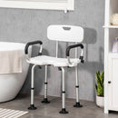 Sedia per Doccia con Braccioli 54x52x70-82 cm in Lega di Alluminio e HDPE Bianco