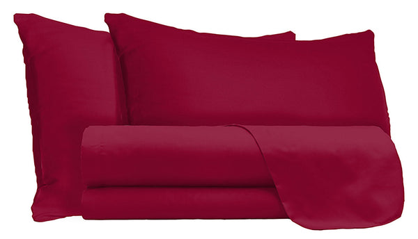 online Ensemble de draps doubles dessus et dessous et taies d'oreiller bordeaux de couleur unie