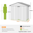 Casetta Box da Giardino 194x107x191 cm Capanno Porta Attrezzi in Acciaio Grigio      