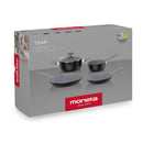 Batteria di Pentole 5 Pezzi Antiaderente Induzione in Alluminio Effetto Pietra Moneta Opale Stone Grey