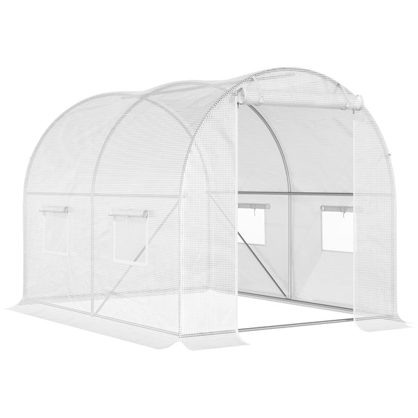 Serra a Tunnel 300x200x190 cm con 4 Finestrelle e Ingresso a Zip Acciaio Zincato e PE Bianco prezzo