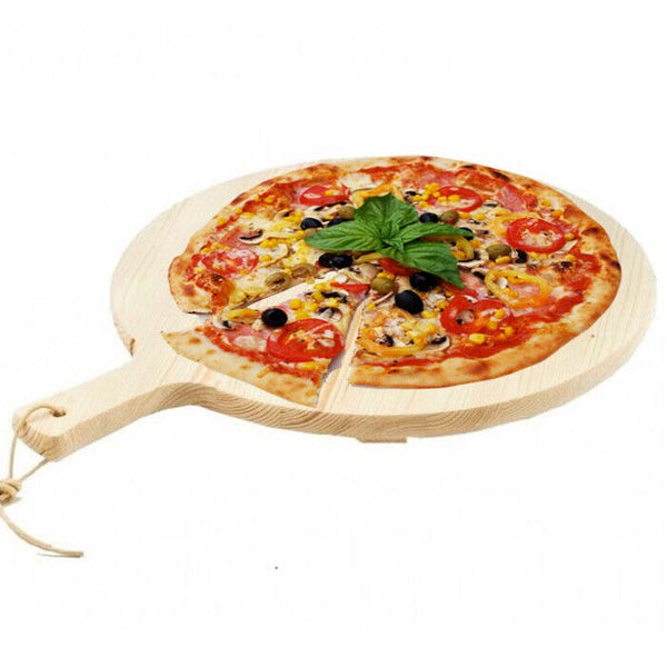acquista Tagliere Per Pizza Rotondo 49 cm In Legno di Abete Con Manico Affettati Cucina