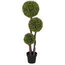 Pianta di Bosso Artificiale 115A cm a 3 Sfere con Vaso Incluso Verde   
