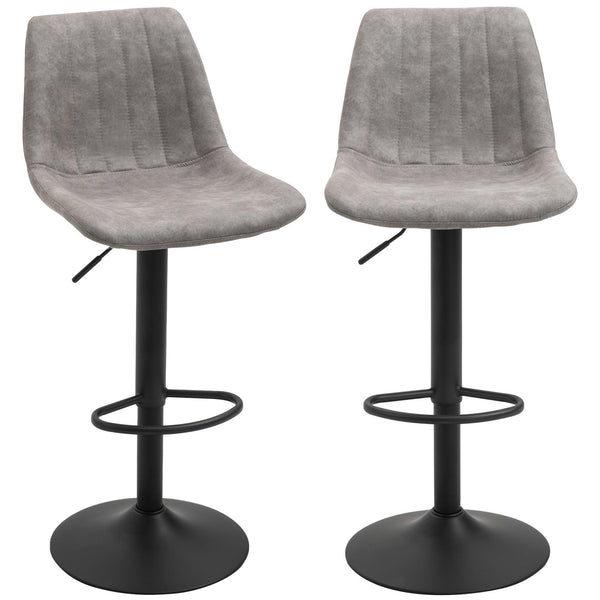 Lot de 2 Tabourets avec Dossier 43x46,5x89-110 cm en Microfibre Grise prezzo
