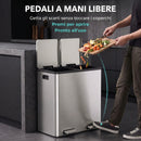 Pattumiera a Pedale 2x30 L 59,1x36,5x62,7 cm con Secchi Estraibili e Chiusura Ammortizzata in Acciaio Inox e PP Argento      