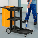 Carrello Pulizie 4 Ripiani Sacco da 100L 121x50,5x96,5 cm Nero Giallo e Grigio  