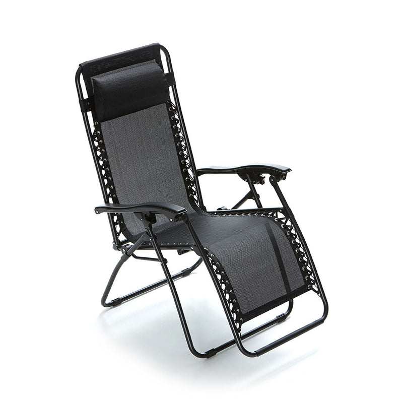 Sedia Sdraio Zero Gravity Reclinabile Pieghevole in Acciaio e Textilene Taddei Gran Relax Nera