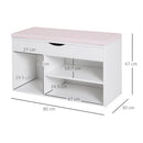 Panca da Ingresso Scarpiera con Sedile Imbottito Ribaltabile in Legno Bianco 80x30x47 cm 