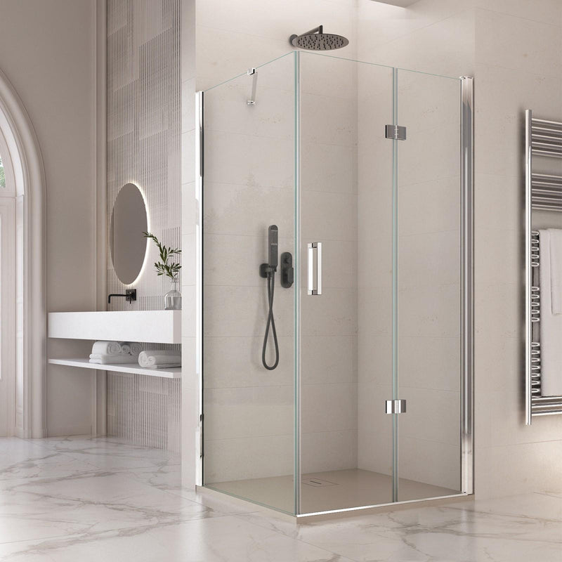 Box Doccia Angolare 1 Anta a Libro in Cristallo Trasparente 6mm H195 Bonussi Eloisa Varie Misure