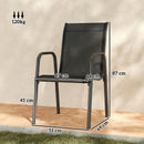 Set 6 Sedie Impilabili 51x69x87 cm Traspiranti con Braccioli e Schienale Alto in Metallo e Poliestere Nero      
