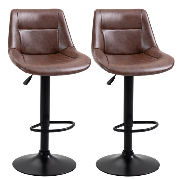 prezzo Set 2 Sgabelli da Bar Vintage 46,5x50x88-108 cm Seduta in Finta Pelle Marrone