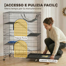 Gabbia per Gatti 91,5x55,6x128 cm a 4 Livelli con Amaca Letto Rampe e Piattaforme in Metallo con Vassoio Estraibile Nero      