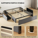 Struttura Letto Matrimoniale 165x193x30 cm a Doghe con 3 Cassetti in Legno Poliestere e Metallo Grigio      
