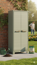 Armadio da Giardino 4 Ripiani 80x44x182 cm Keter Planet Outdoor Alto Grigio e Verde