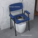 Sedia WC per Anziani e Disabili Altezza Regolabile e Secchio Rimovibile Blu   