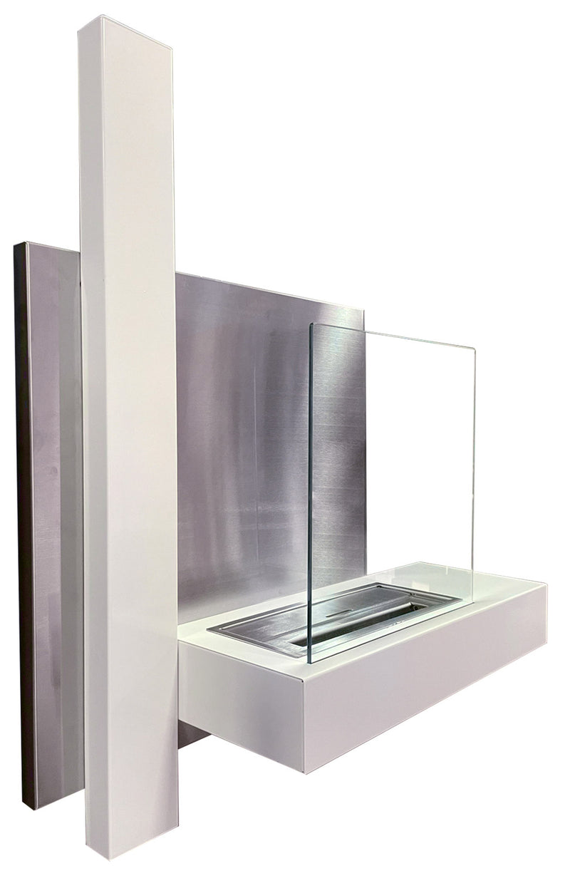 Camino a Bioetanolo da Parete 65x23x75 cm Vienna Bianco Lucido