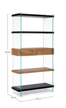 Libreria 4 Ripiani 2 Cassetti 90x39x180h cm Line Wood Nero 