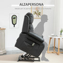 Poltrona Alzapersona Elettrica 1 Motore in Similpelle Nero