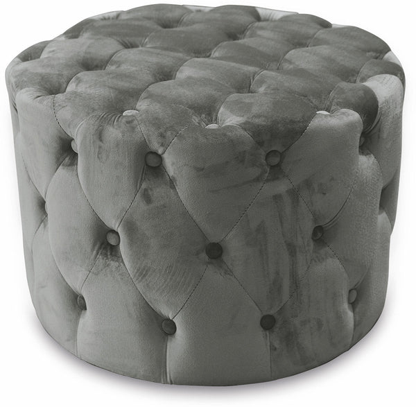 sconto Pouf Repose-Pieds Tabouret Rond Ø60 cm en Velours Soriani Gris Foncé
