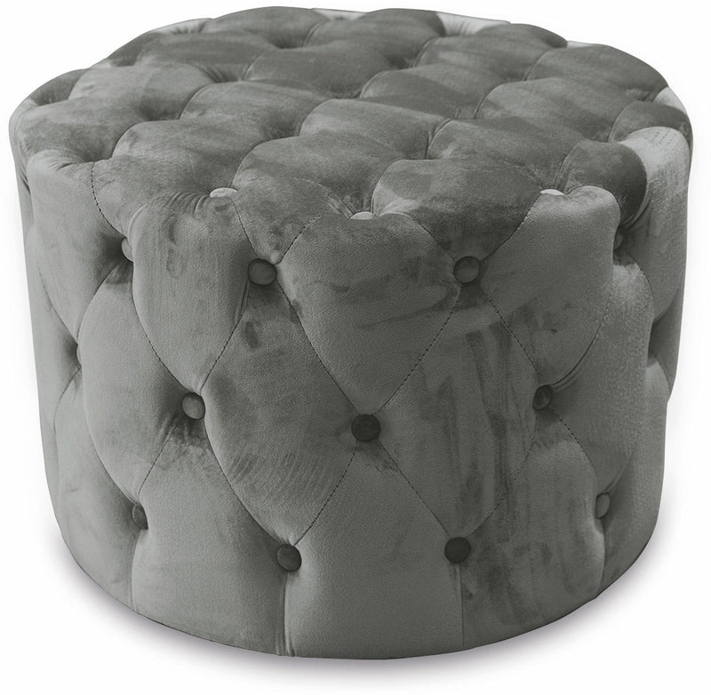 Pouf Poggiapiedi Sgabello Tondo Ø60 cm in Velluto Soriani Grigio Scuro