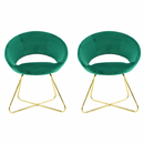 Set 2 Sedie Vintage 58x64x83 cm in Tessuto Effetto Velluto Greta Verde