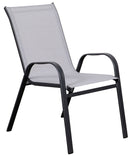 Set 4 Sedie da Giardino 67x57x107 cm in Metallo e Textilene Grigio Chiaro