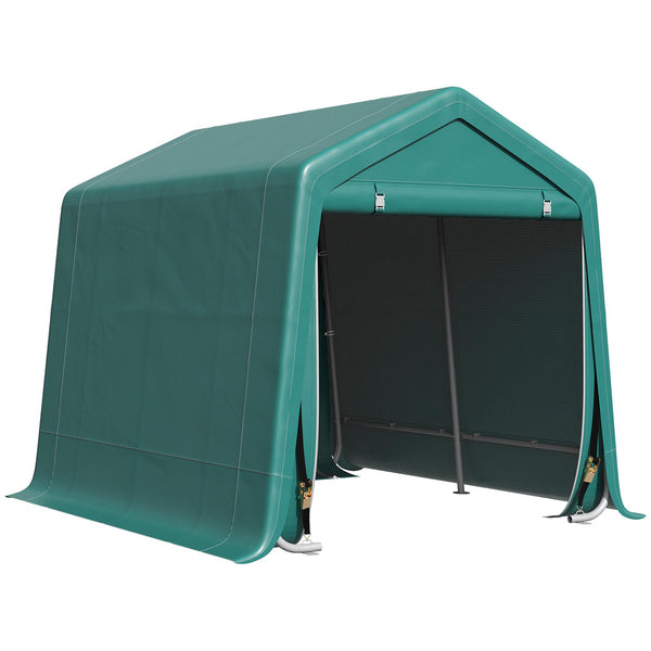 sconto Tente de garage pour outils de voiture 240x200x202 cm en métal et tissu polyéthylène vert