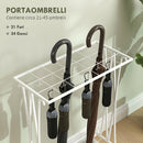 Portaombrelli 50x24x68 cm con Vaschetta per l'Acqua 21 Fori e 24 Ganci per Ombrello in Acciaio Bianco      