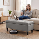 Cassapanca Pouf Contenitore Poggiapiedi 136 L 110x41x42 cm in Finta Pelle Adatta agli Animali Domestici Grigio      
