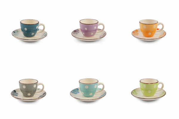 Ensemble de 6 tasses à café en grès avec soucoupe 50 ml VdE Tivoli 1996 Margarita acquista