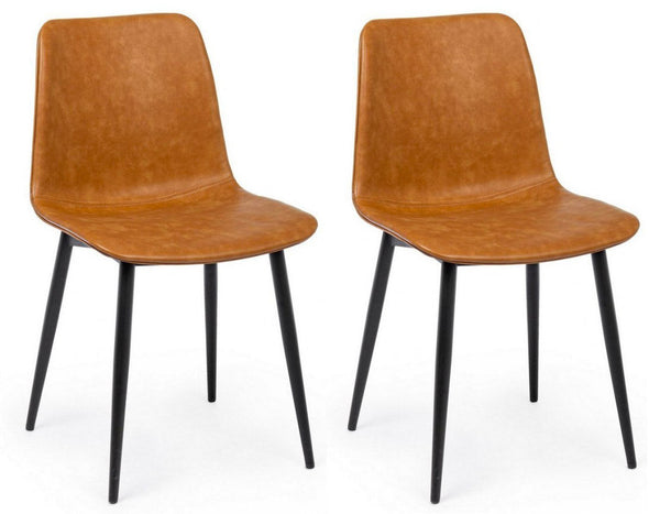 online Lot de 2 chaises 44x50x80h cm Kyra Pu Vintage Cuir