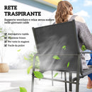 Set 7 Pezzi da Giardino con Tavolo e 6 Sedie da Pranzo con Braccioli in Acciaio Nero      