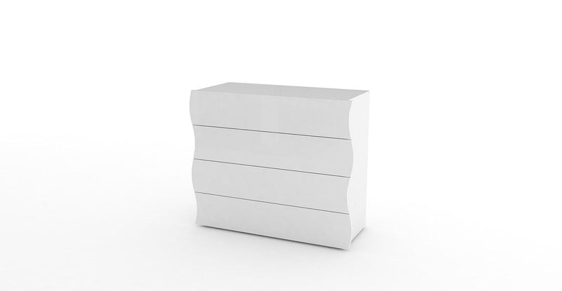 Comò 4 Cassetti 100x40x81,5 cm Onda 4C Bianco Lucido  