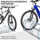 Rastrelliera Porta Biciclette 5 Posti 145×33×27 cm in Acciaio Argento