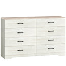 Cassettiera 8 Cassetti Moderna 140x40x86 cm in Legno Noce e Grigio Chiaro      