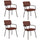 Lot de 4 chaises 51x60x81,5 cm en simili cuir industriel marron