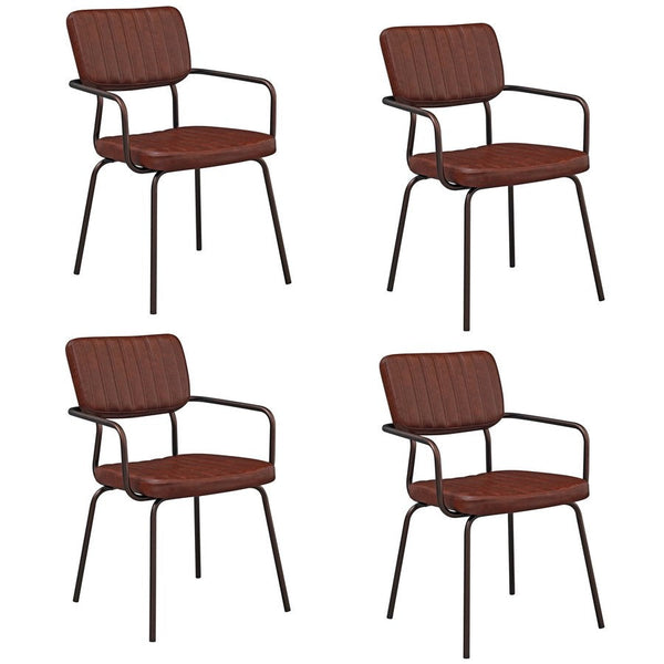 Lot de 4 chaises 51x60x81,5 cm en simili cuir industriel marron online