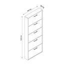 Scarpiera Salvaspazio 5 Ante 15 Paia 65x15x164 cm in Truciolare Nobilitato Bianca
