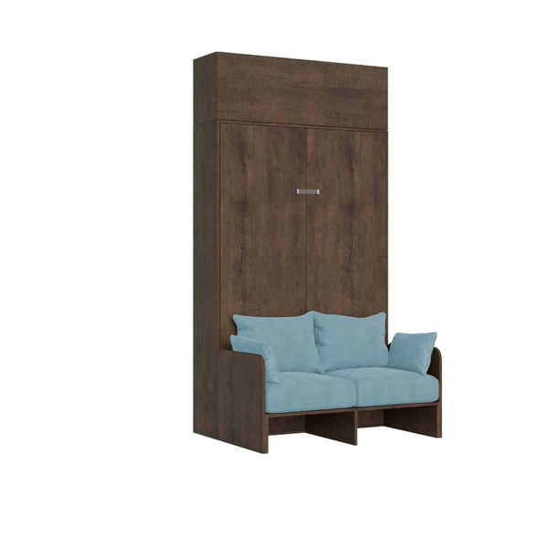 Letto Una Piazza E Mezzo A Scomparsa 120 Kentaro Con Divano E Pensile Noce e Azzurro online