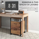 Cassettiera da Ufficio 44x40x66,5 cm con 2 Cassetti con Serratura Ruote Struttura in Acciaio Marrone Rustico      