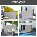 Tenda Laterale Retrattile 400x180 cm con Maniglia in Metallo Alluminio e Poliestere Grigio Chiaro    