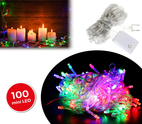 Noël mini lucioles 100 led multicolore câble transparent 6 mètres sconto