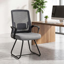 Sedia Ufficio Senza Ruote 57x56x97 cm in Tessuto Rete Trasparente Grigio Scuro      
